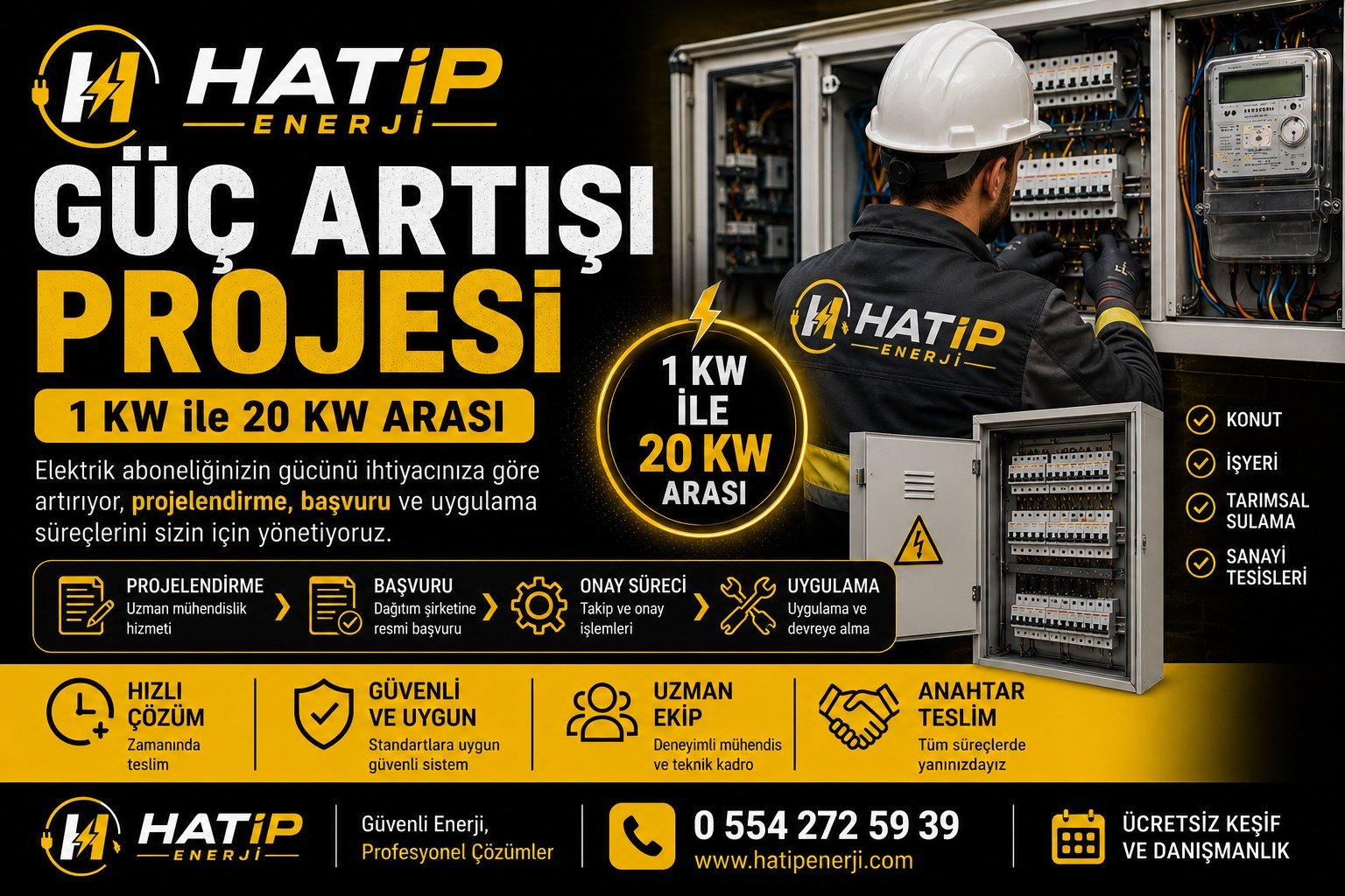 Elektrik Güç Artış Projesi 1 kw ile 20 kw arası
